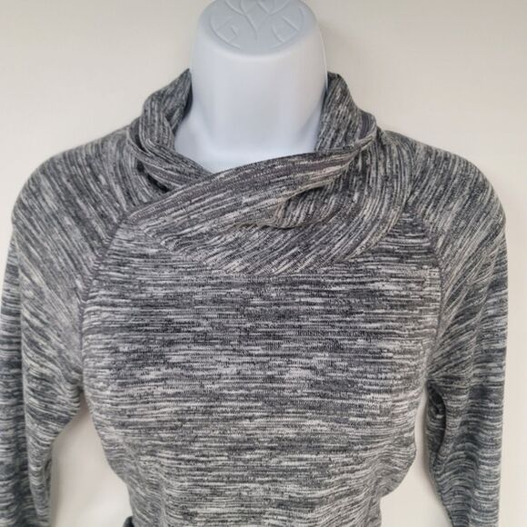 Athleta Heather Grey Space Dye Techie Cowl Neck Sweatshirt Size XXS - Picture 2 of 7